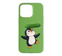 Carcasa para iPhone 15 Pro MAX Lindo pingüino Equilibrio Pepino Dibujos Animados Arte