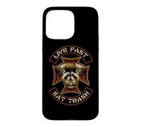 Carcasa para iPhone 15 Pro MAX Live Fast Eat Trash Raccoon Trashpanda Lowbrow Retro Biker