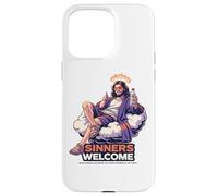 Carcasa para iPhone 15 Pro MAX Los pecadores Dan la Bienvenida a Jesús Salva Divertida Cita sobre la fe Cristiana
