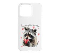 Carcasa para iPhone 15 Pro MAX Love You More Raccoon Holding a Heart Womens Cute Valentine