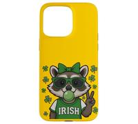 Carcasa para iPhone 15 Pro MAX Lucky Irish Raccoon with Green Sunglasses and Gum