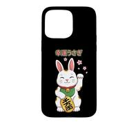 Carcasa para iPhone 15 Pro MAX Lucky Rabbit Maneki Neko Bunny Flor de Cerezo japonés