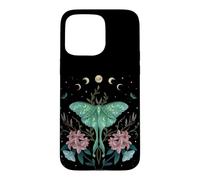 Carcasa para iPhone 15 Pro MAX Luna Moth Moon Mystical Whimsigoth Art Dibujo episódico