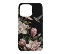 Carcasa para iPhone 15 Pro MAX Magnolia Flores Colibrí Botánico Floral Naturaleza