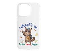 Carcasa para iPhone 15 Pro MAX Maine Coon Cat Regresa a la Escuela Vibra en Let The Chaos Begin