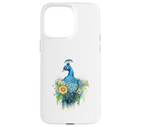 Carcasa para iPhone 15 Pro MAX Majestuoso pájaro Pavo Real con Vibrante Arte Floral en Acuarela