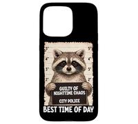 Carcasa para iPhone 15 Pro MAX Mapache Mugshot culpable de Caos Nocturno Mejor Hora del día
