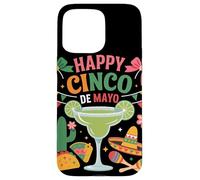 Carcasa para iPhone 15 Pro MAX Margarita Cactus Taco Fiesta Happy Cinco De Mayo Celebración