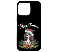 Carcasa para iPhone 15 Pro MAX Mens Womens Kids Merry Christmas Santa Cavalier Dog Mom