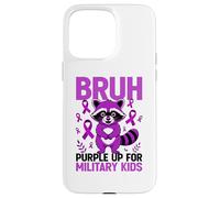 Carcasa para iPhone 15 Pro MAX Military Child Month Raccoon, Purple Up for Military Kids