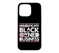 Carcasa para iPhone 15 Pro MAX Minding My Own Black Business Apoyando el Cáncer de Mama Rosa