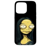 Carcasa para iPhone 15 Pro MAX Mona Lisa Divertida en Alien Busca de Amantes del Espacio y el Arte