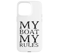 Carcasa para iPhone 15 Pro MAX My Boat My Rules (Negro Vintage) Capitán Barcos y Velas