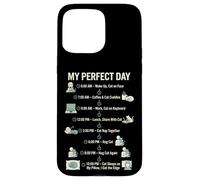 Carcasa para iPhone 15 Pro MAX My Day Cat Schedule, Divertida Vida Felina para Amantes de los Gatos