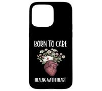 Carcasa para iPhone 15 Pro MAX Nacido para CUIDAR SANACIÓN con CORAZÓN Enfermera Vida Salud