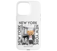 Carcasa para iPhone 15 Pro MAX New York City Teddy Bear with The Dumbo Manhattan Bridge