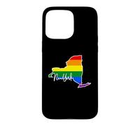 Carcasa para iPhone 15 Pro MAX New York Mapa USA Estado Arco Iris Bandera Pride Month