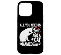 Carcasa para iPhone 15 Pro MAX Nombre de Gato Personalizado Zeus Lindo Gatito Amante de Las Mascotas