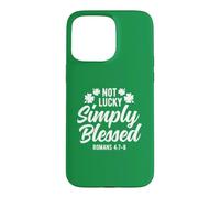 Carcasa para iPhone 15 Pro MAX Not Lucky Simply Blessed, Vintage, St Patrick's Faith Green