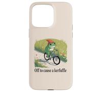 Carcasa para iPhone 15 Pro MAX Off to Cause a kerfuffle Divertido Rana en Bicicleta
