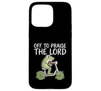 Carcasa para iPhone 15 Pro MAX Off To Praise The Lord Frog Meme Funny Christian Faith Jesus