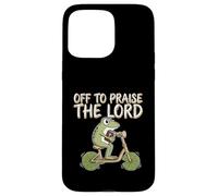 Carcasa para iPhone 15 Pro MAX Off To Praise The Lord Frog Meme Funny Christian Faith Jesus