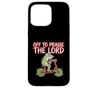 Carcasa para iPhone 15 Pro MAX Off To Praise The Lord Frog Meme Funny Christian Faith Jesus