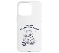 Carcasa para iPhone 15 Pro MAX Off To Praise The Lord Frog Meme Funny Christian Faith Jesus