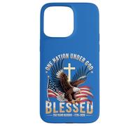 Carcasa para iPhone 15 Pro MAX One Nation Under God Blessed Eagle Bandera de Estados Unidos Cruz Patriota
