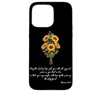Carcasa para iPhone 15 Pro MAX Ora Que Dios desee a Sunflower Versículo bíblico Cristiano religioso
