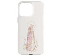 Carcasa para iPhone 15 Pro MAX Oración católica Floral Rosa Virgen María