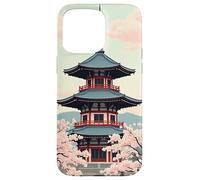 Carcasa para iPhone 15 Pro MAX Pagoda Japonesa Flor de Cerezo Primavera Paisaje Diseño