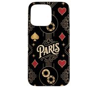 Carcasa para iPhone 15 Pro MAX París Francia Deco Noche Seamless Chip Casino Motivos Diseño