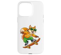 Carcasa para iPhone 15 Pro MAX Patineta Squirrel Riding Skateboard Skater Gráfico
