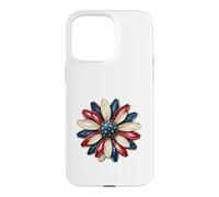 Carcasa para iPhone 15 Pro MAX Patriotic Flower USA Floral American 4 Julio Independencia