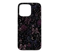 Carcasa para iPhone 15 Pro MAX Patrón de Luna botánica Vintage con diseño Floral, Estilo Bow Coquet