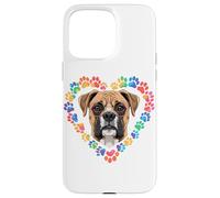 Carcasa para iPhone 15 Pro MAX Paws Dye Heart Boxer Dog Boxers