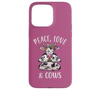 Carcasa para iPhone 15 Pro MAX Peace Love & Cows Divertido Yoga meditando con Vacas