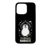 Carcasa para iPhone 15 Pro MAX Penguin Yoga Namaste Pose Meditation Cartoon