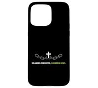 Carcasa para iPhone 15 Pro MAX Pesos más Pesados más Ligero Alma Cristiana fe Fitness Atleta