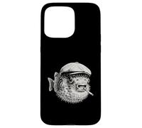 Carcasa para iPhone 15 Pro MAX Pez Globo Cigarrillo Fuma Mafia Meme