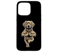 Carcasa para iPhone 15 Pro MAX Pose Divertida con Forma de árbol para Perros con Forma de Cachorro de Golden Retriever, Vrikshasana