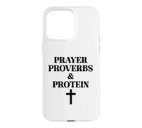 Carcasa para iPhone 15 Pro MAX Prayer Warrior Proverbs & Protein Shakes Jesus Weights Faith