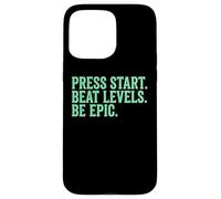 Carcasa para iPhone 15 Pro MAX Press Start Beat Levels Be Epic Controlador de Videojuegos Gamer