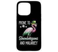 Carcasa para iPhone 15 Pro MAX Prone to Shenanigans and Malarkey Sign St Patricks Flamingo