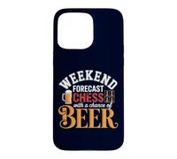 Carcasa para iPhone 15 Pro MAX Pronóstico de Fin de Semana Ajedrez con una Oportunidad de Cerveza Jugador Divertido