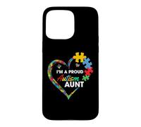 Carcasa para iPhone 15 Pro MAX Proud Autism Aunt Heart Puzzle Piece Awareness Support