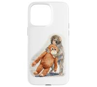 Carcasa para iPhone 15 Pro MAX Punch - Lindo bebé Mono y orangután Peluche Juguete Acuarela