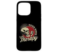 Carcasa para iPhone 15 Pro MAX Punk Rock Is My Therapy Skull Music Cráneo Retro Vintage