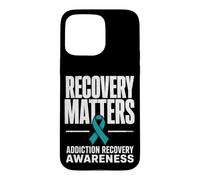 Carcasa para iPhone 15 Pro MAX Recovery Matters Concientización sobre la adicción al Alcohol a Las Drogas Verde Azulado